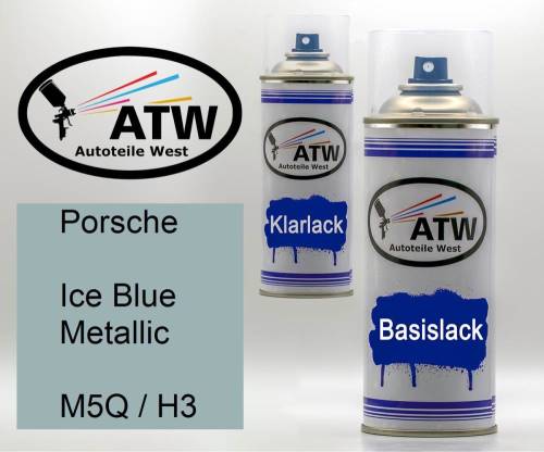 Porsche, Ice Blue Metallic, M5Q / H3: 400ml Sprühdose + 400ml Klarlack - Set, von ATW Autoteile West.